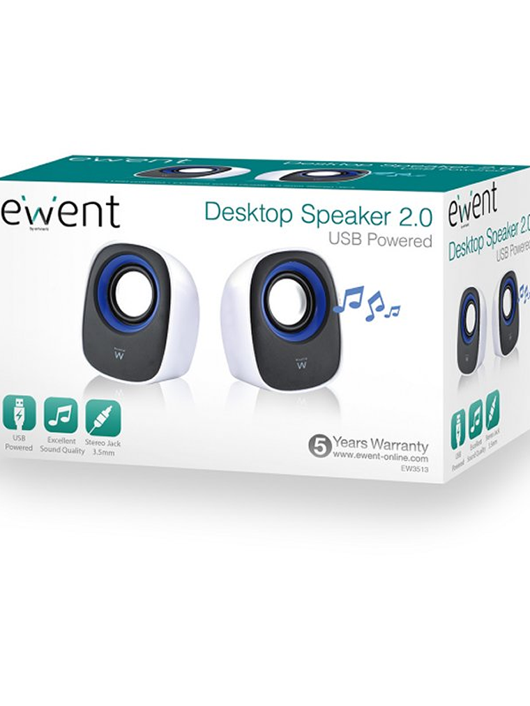 EWENT Altavoces escritorio 2.0 usb 3