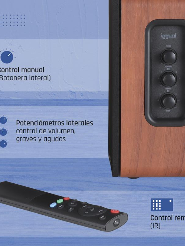 iggual Altavoces 2.0 50W Bluetooth 5.3 Home Studio 2