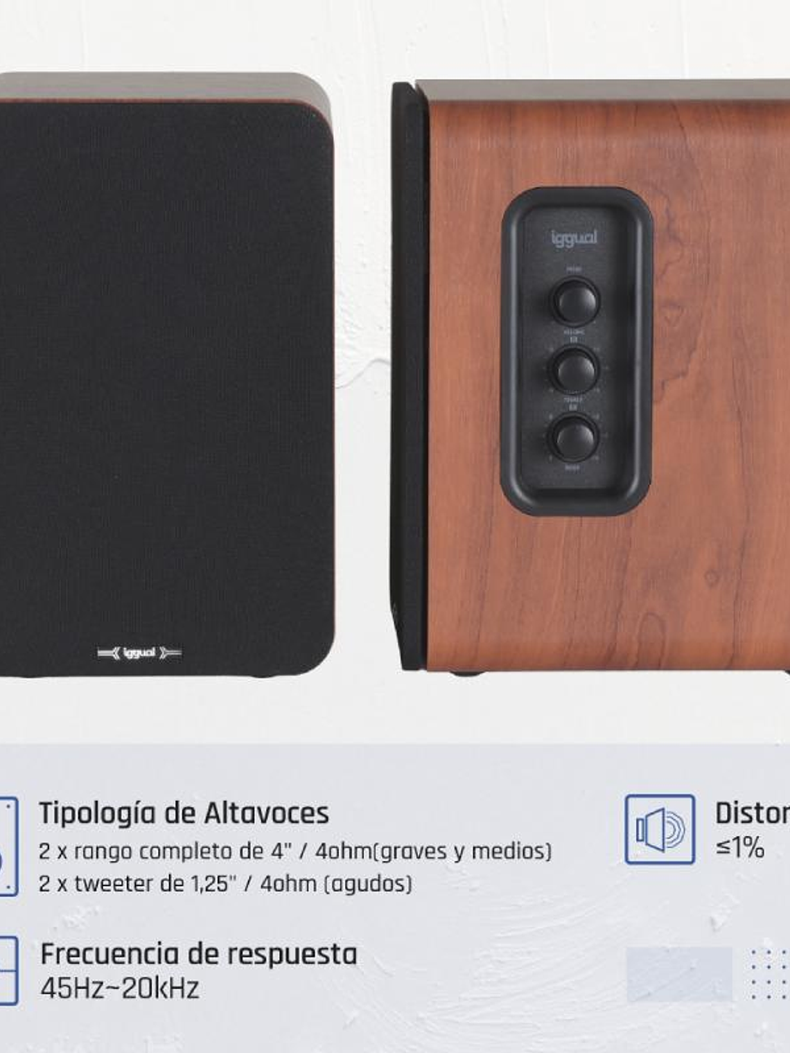 iggual Altavoces 2.0 50W Bluetooth 5.3 Home Studio 3