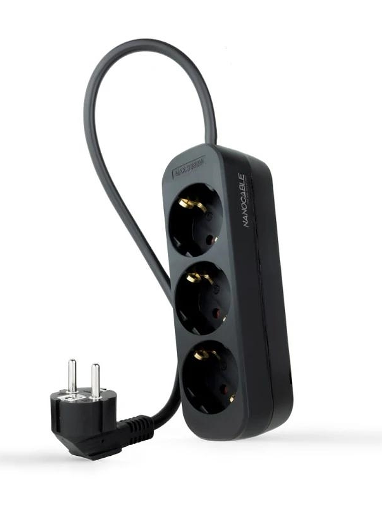 Nanocable Regleta de Enchufes 3 Tomas 1.4 m Negro 1