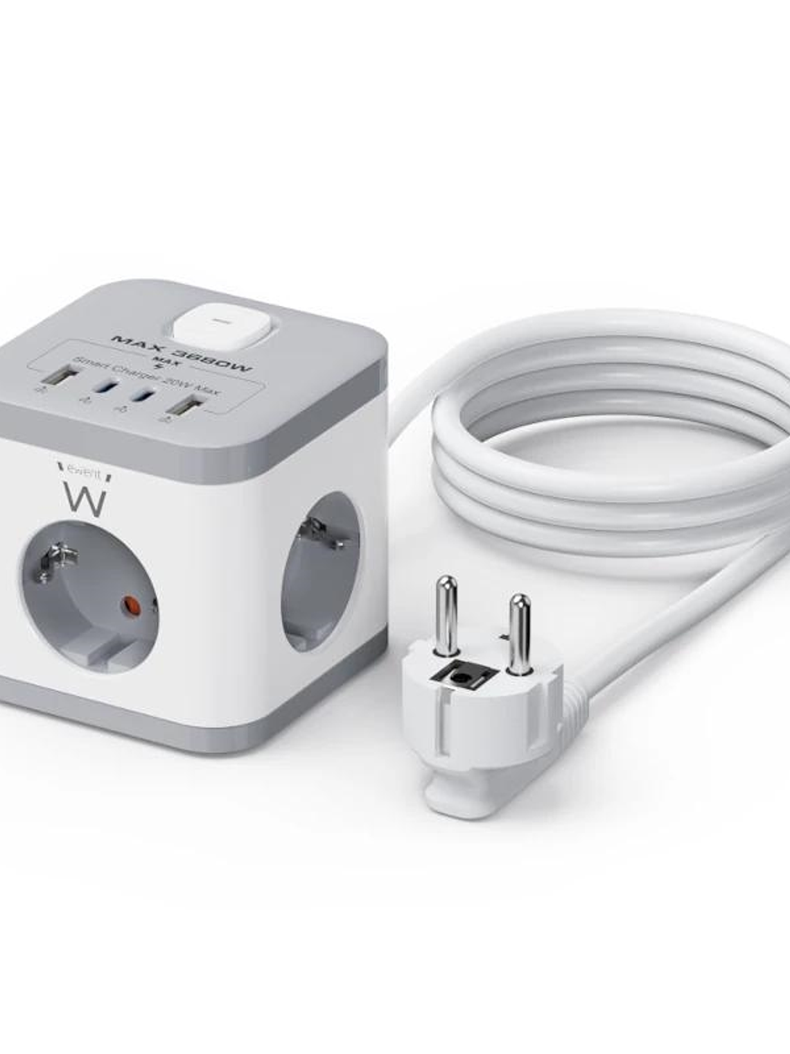 Ewent EW3863 Regleta 3 Tomas SHUCKO+2USB-A+2USB-C 1