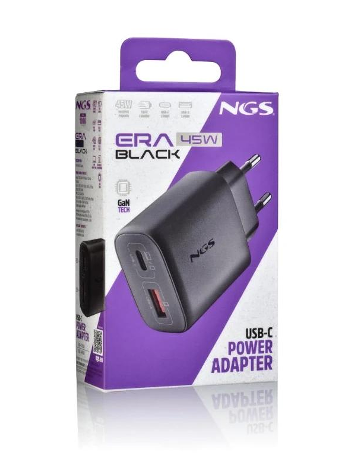 NGS CARGADOR GAN ULTRARAPIDO 45W USB-C+ USB-A 4