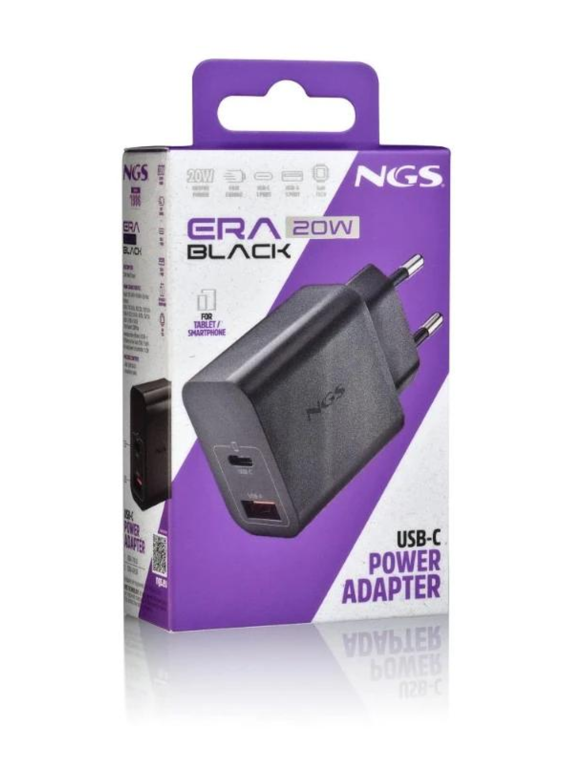 NGS CARGADOR GAN ULTRARAPIDO 20W USB-C+ USB-A 3