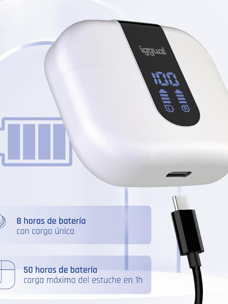 iggual Auriculares inalámbricos TWS Bluetooth blan 3