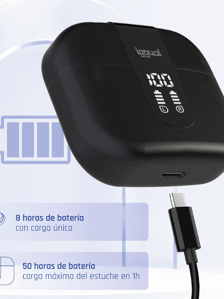 iggual Auriculares inalámbricos TWS Bluetooth negr 3