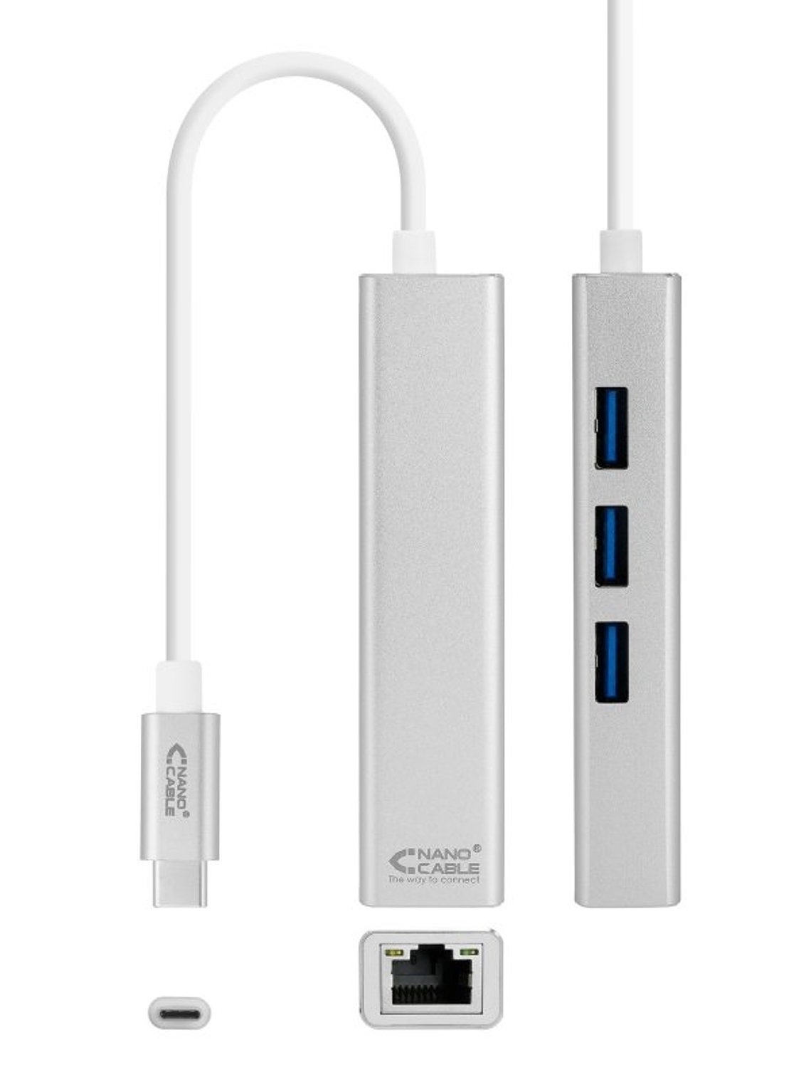 Nanocable Conversor USB-C Ethernet +3xUSB 3.0 1