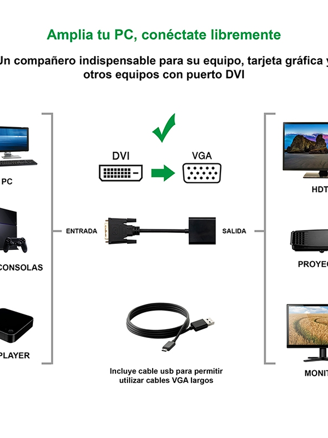 Nanocable Conversor DVI 24+1/M A VGA HDB15/H 10 cm 3