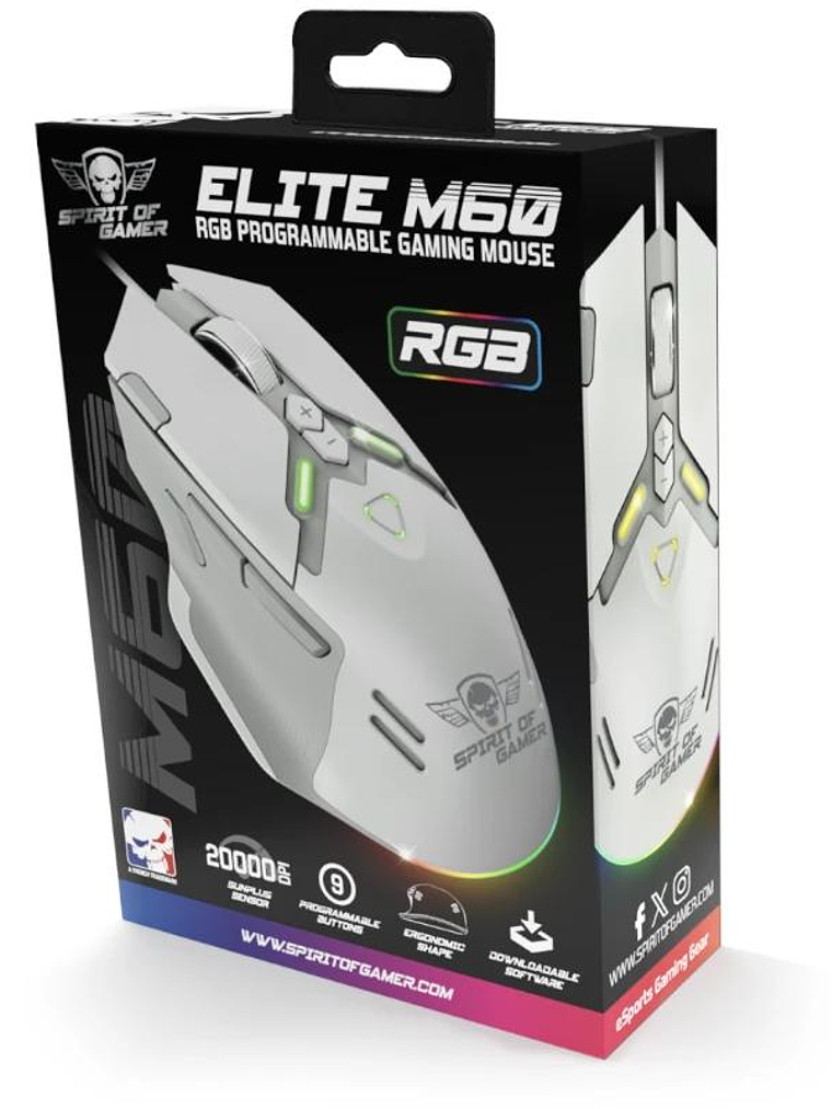 Spirit of Gamer Ratón Elite M60 Blanco RGB 3