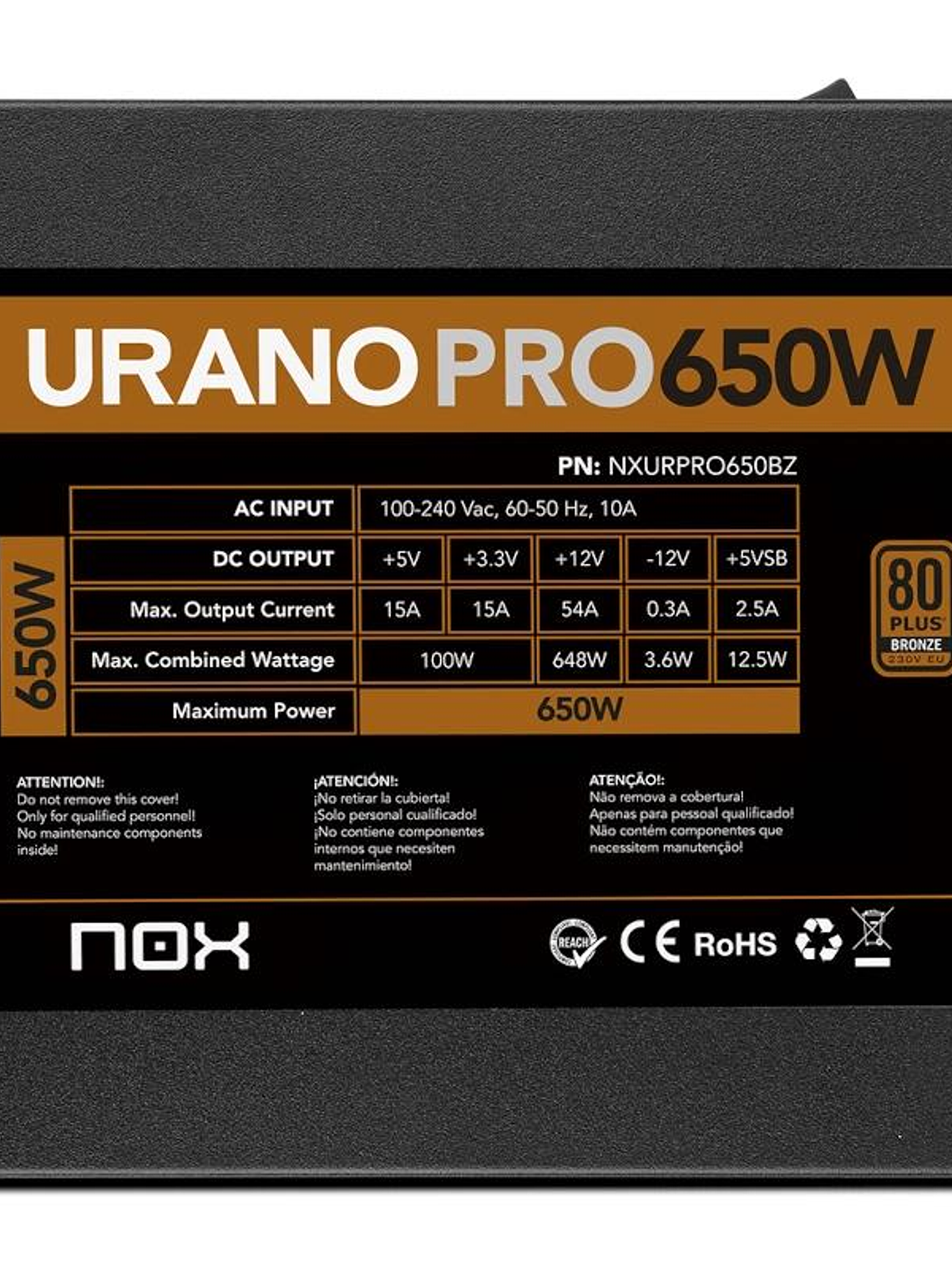 NOX  Fuente ATX Urano PRO 650W Bronze 4