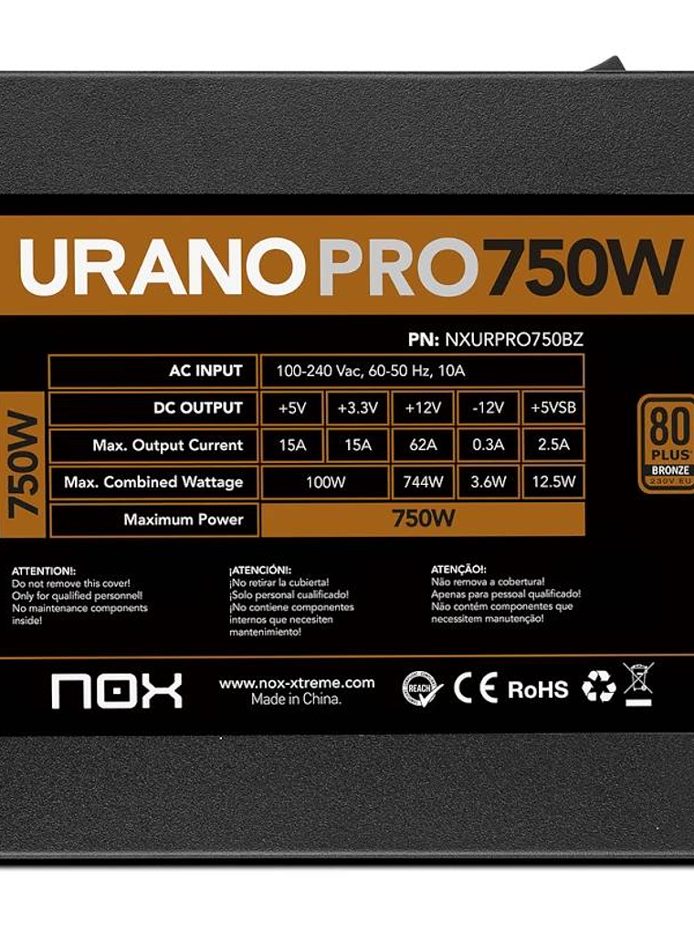 NOX Fuente ATX Urano PRO 750W Bronze 4
