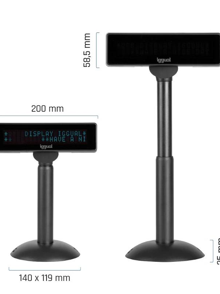 iggual Visor TPV regulable USB VFD 7