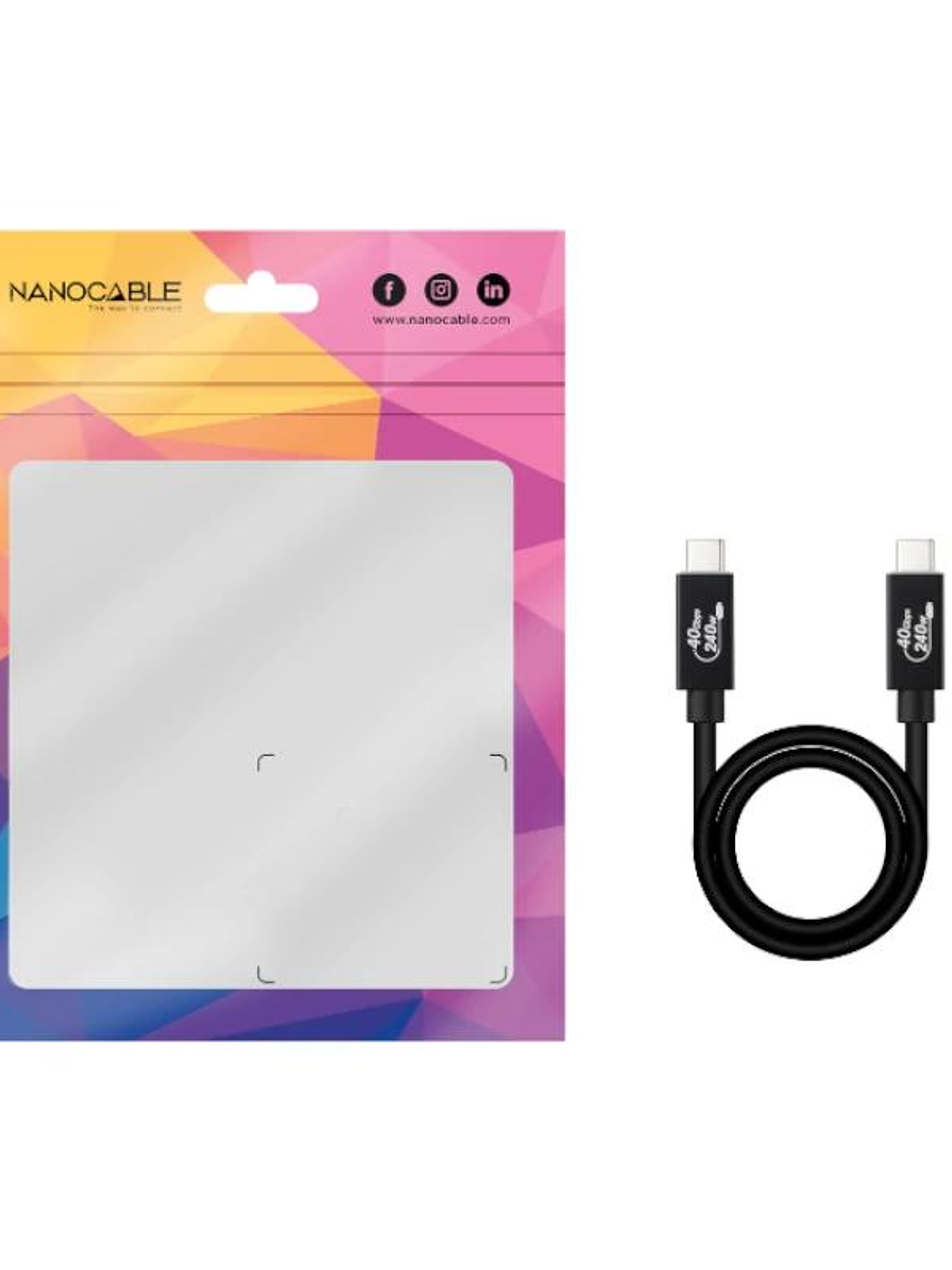 Nanocable Cable USB4 Gen3x2 40Gbps 240W USB-C 1M 2