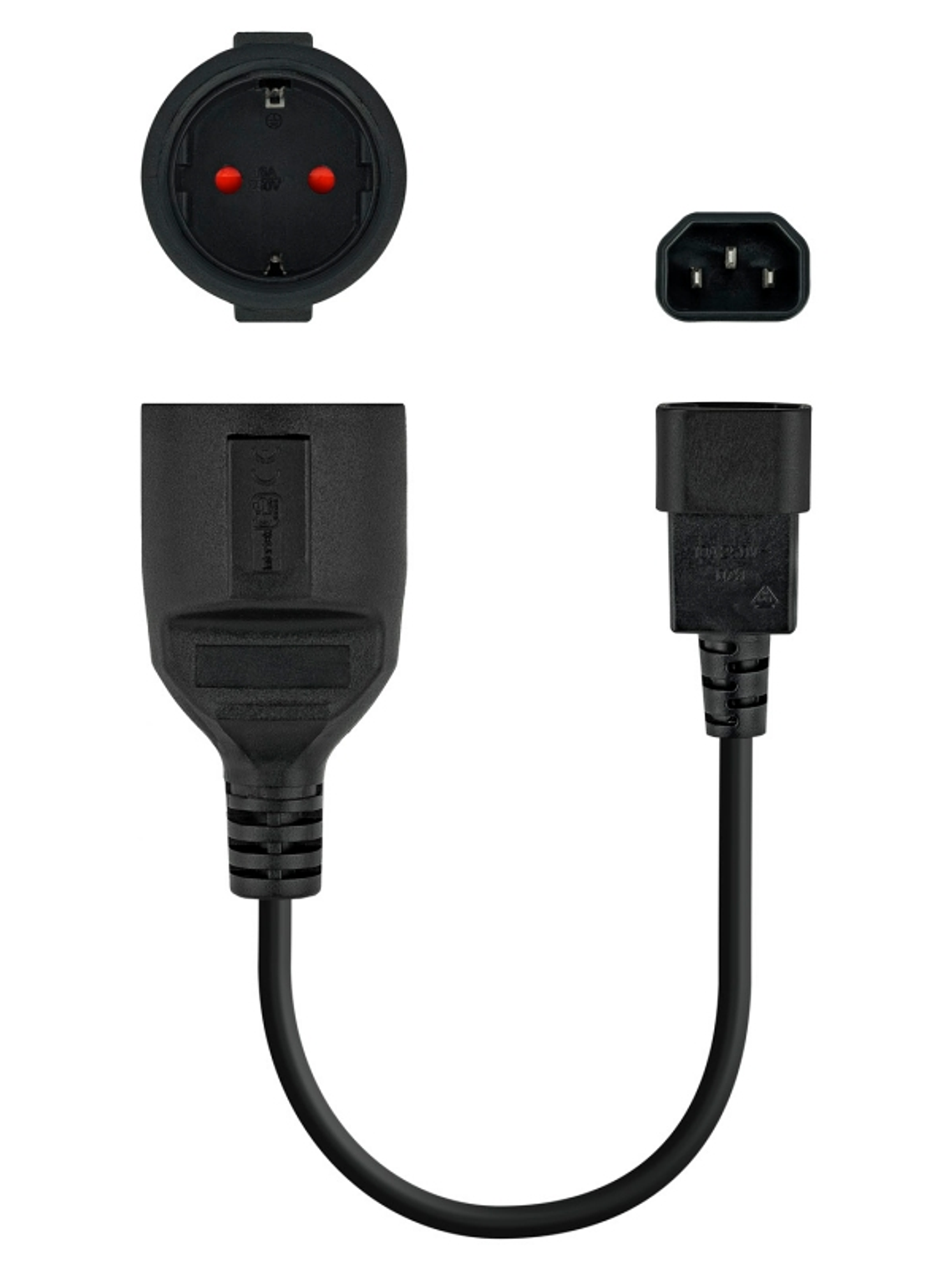 Nanocable Cable Adaptador C14/M a CEE7/H, 25cm 2