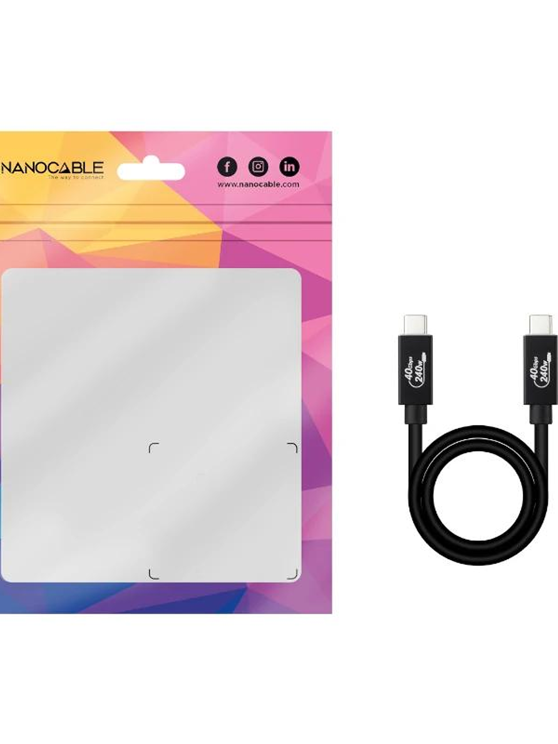 Nanocable Cable USB4 Gen3x2 40Gbps 240W USB-C 1.8M 2