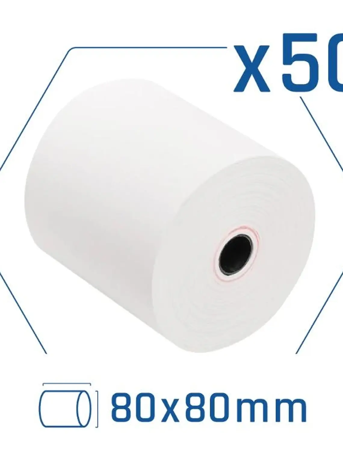 Pack 50 rollos papel térmico sin BPA 80X80mm 1
