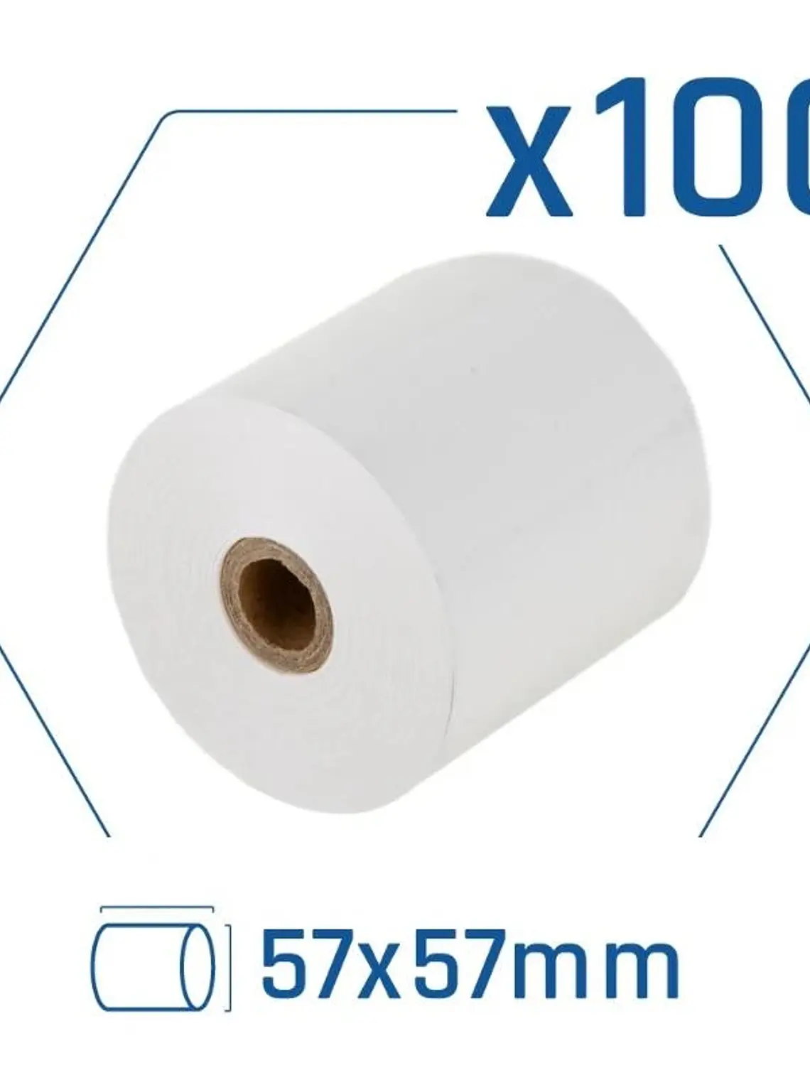 Pack 100 rollos papel térmico sin BPA 57X57mm 1