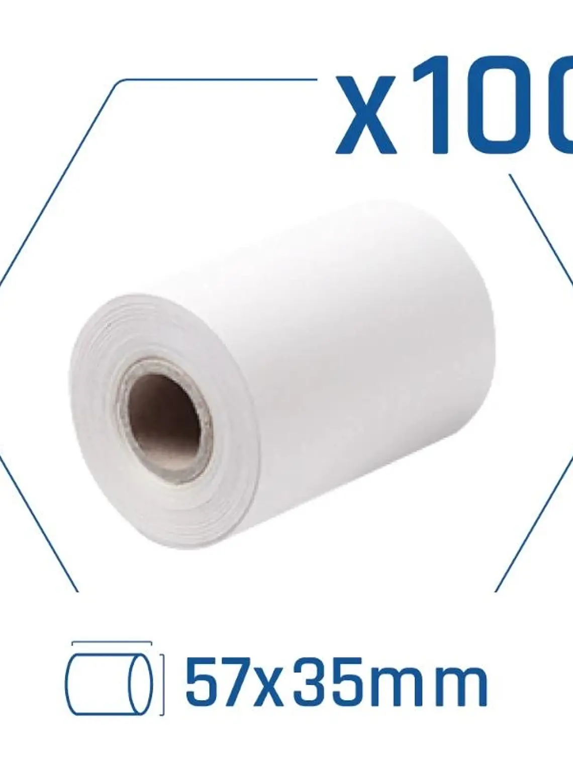 Pack 100 rollos papel térmico datáfono 57x35 mm 1