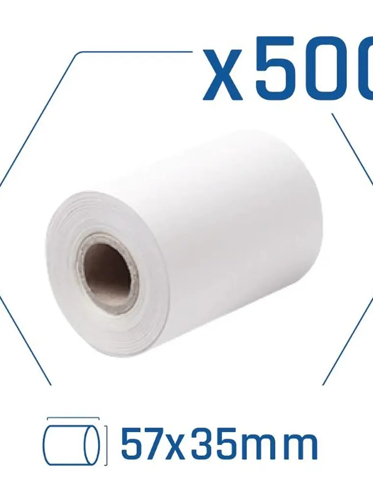 Pack 500 rollos papel térmico datáfono 57x35 mm 1