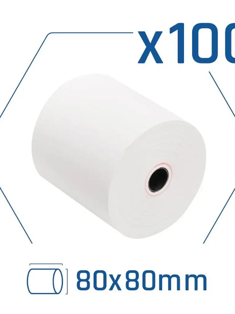 Pack 100 rollos papel térmico sin BPA 80x80mm 1