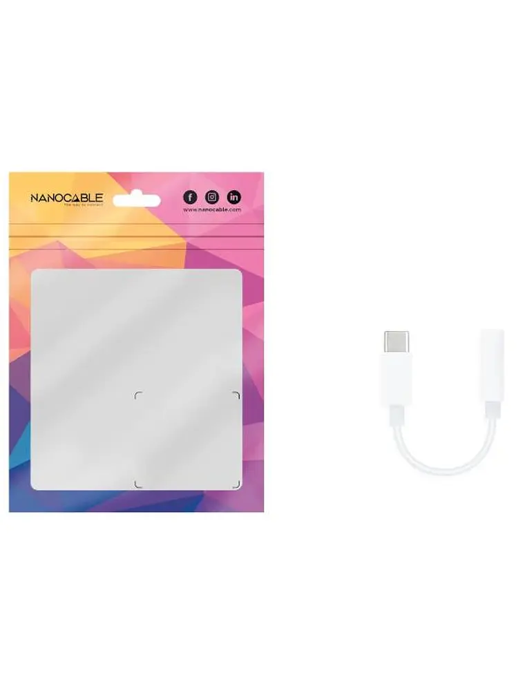 Nanocable Adaptador Audio USB-C-M a Jack-H, Blanco 3