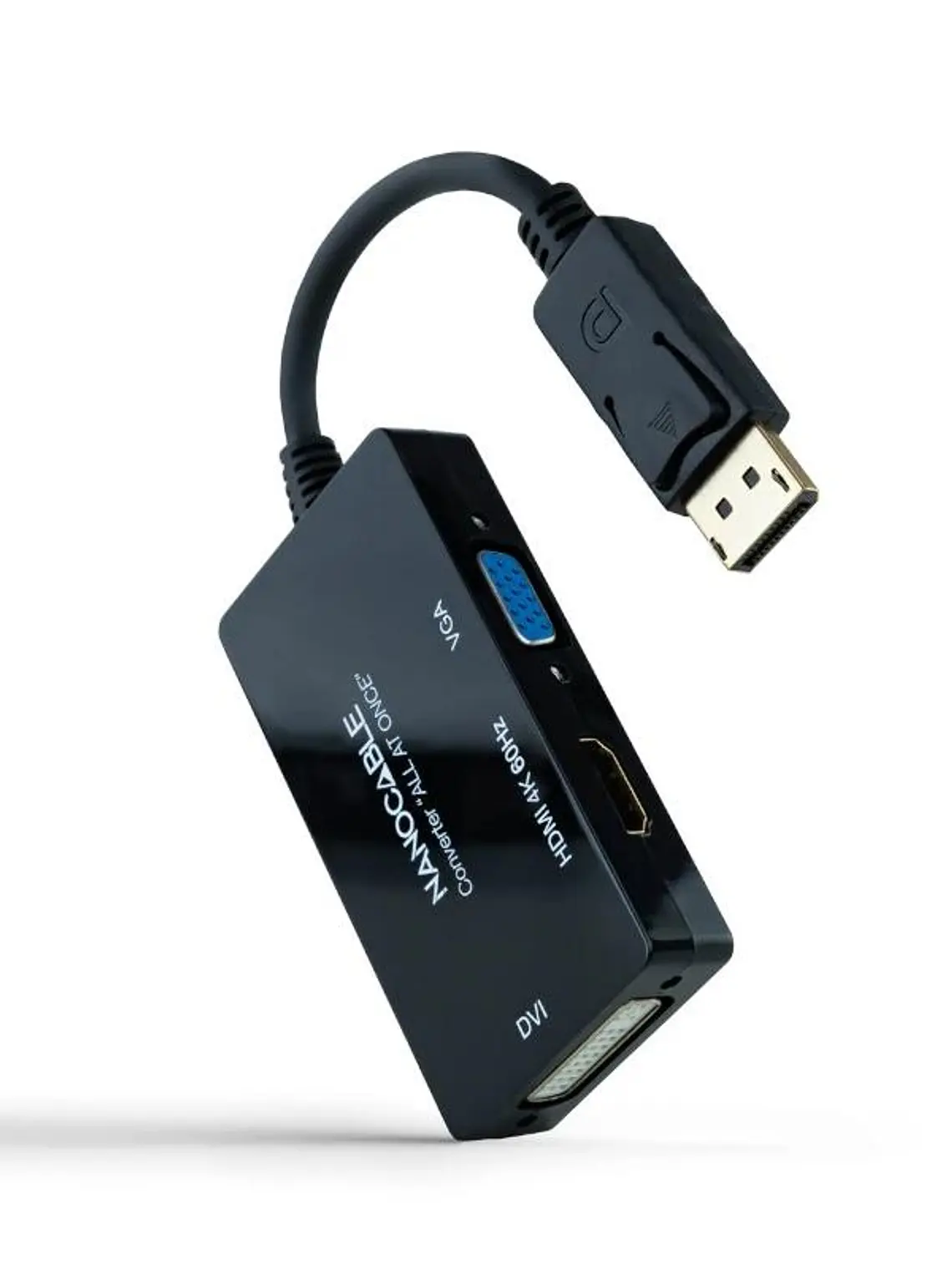 Nanocable Conversor DP a HDMI/DVI/VGA Negro 20 cm 1
