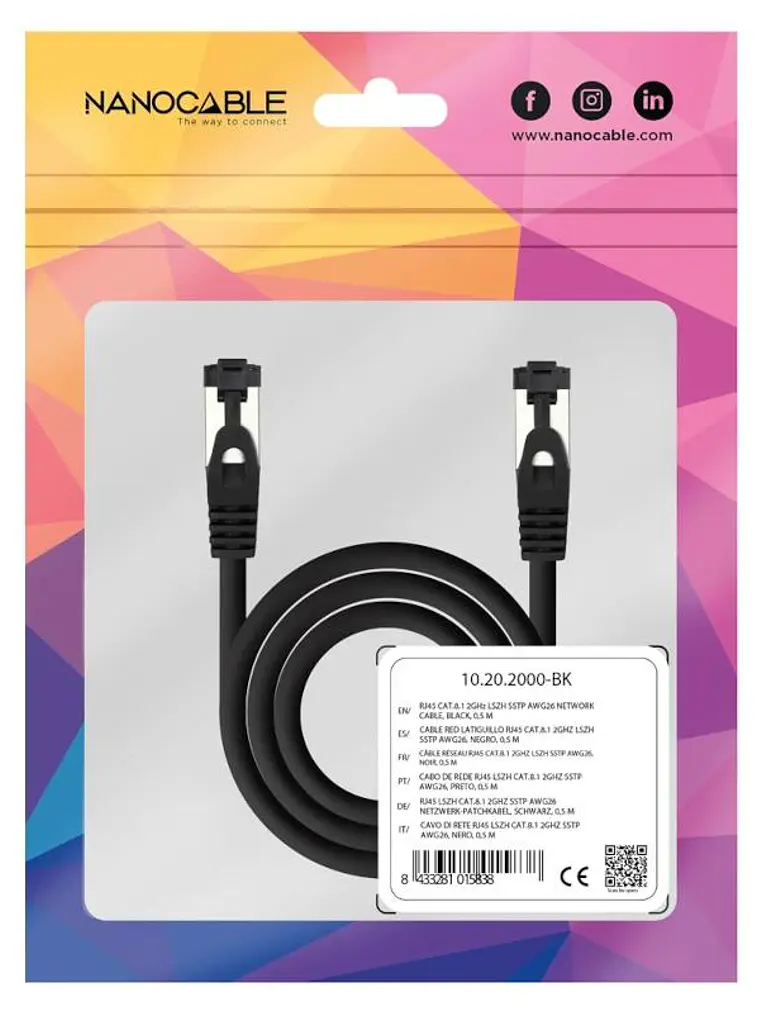 Nanocable Cable red Cat. 8.1 2GHZ SSTP Negro 5m 4