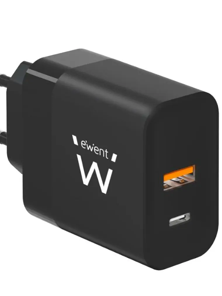 Ewent Cargador Rapido USB-A Y USB-C  GanFast 45W 2