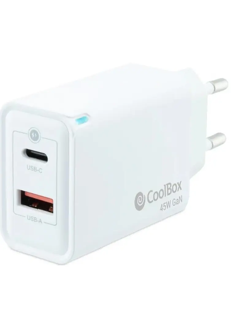 Coolbox Cargador Pared GAN 45W USB-C/USB-A 1