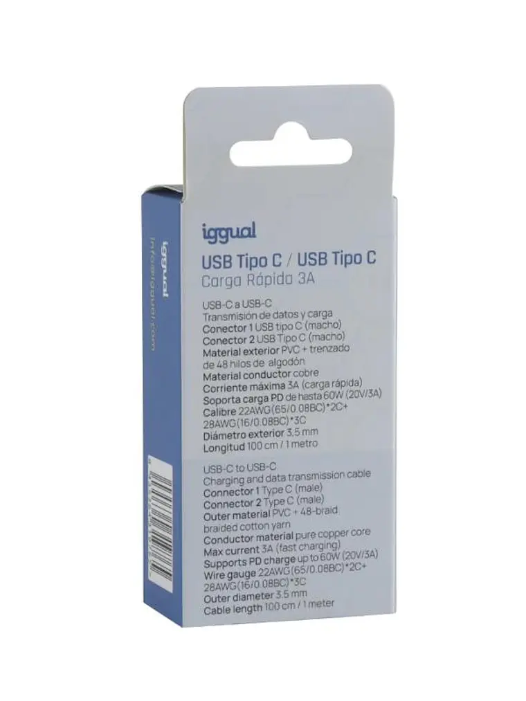 iggual Cable USB-C a tipo C 60W 3A 100 cm trenzado 4