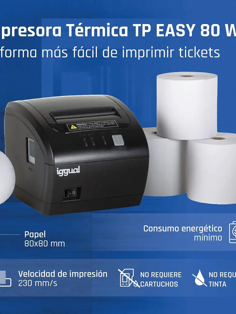 iggual Impresora térmica TP EASY 80 USB+RJ11 WiFi 2