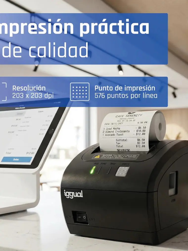 iggual Impresora térmica TP EASY 80 USB+RJ11 WiFi 4