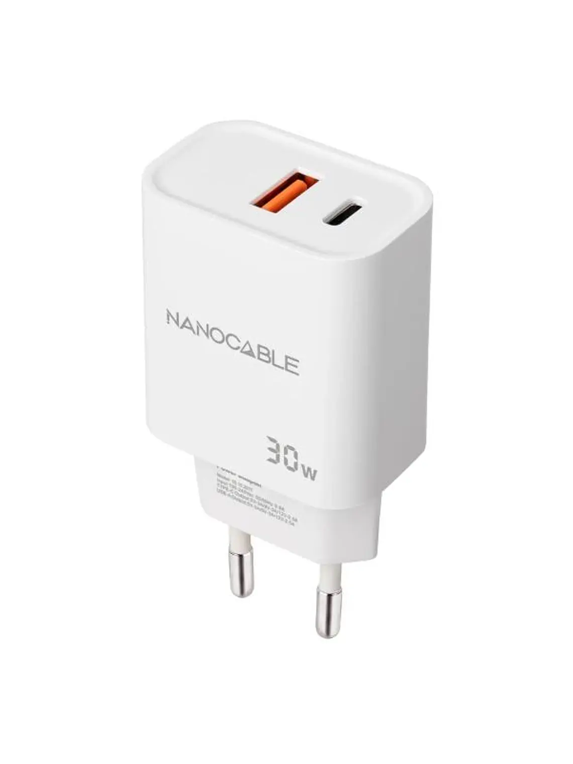 Nanocable Cargador USB-C/PD+USB-A/QC 30W Blanco 2