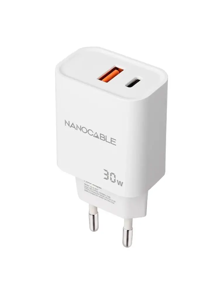 Nanocable Cargador USB-C/PD+USB-A/QC 30W Blanco 2