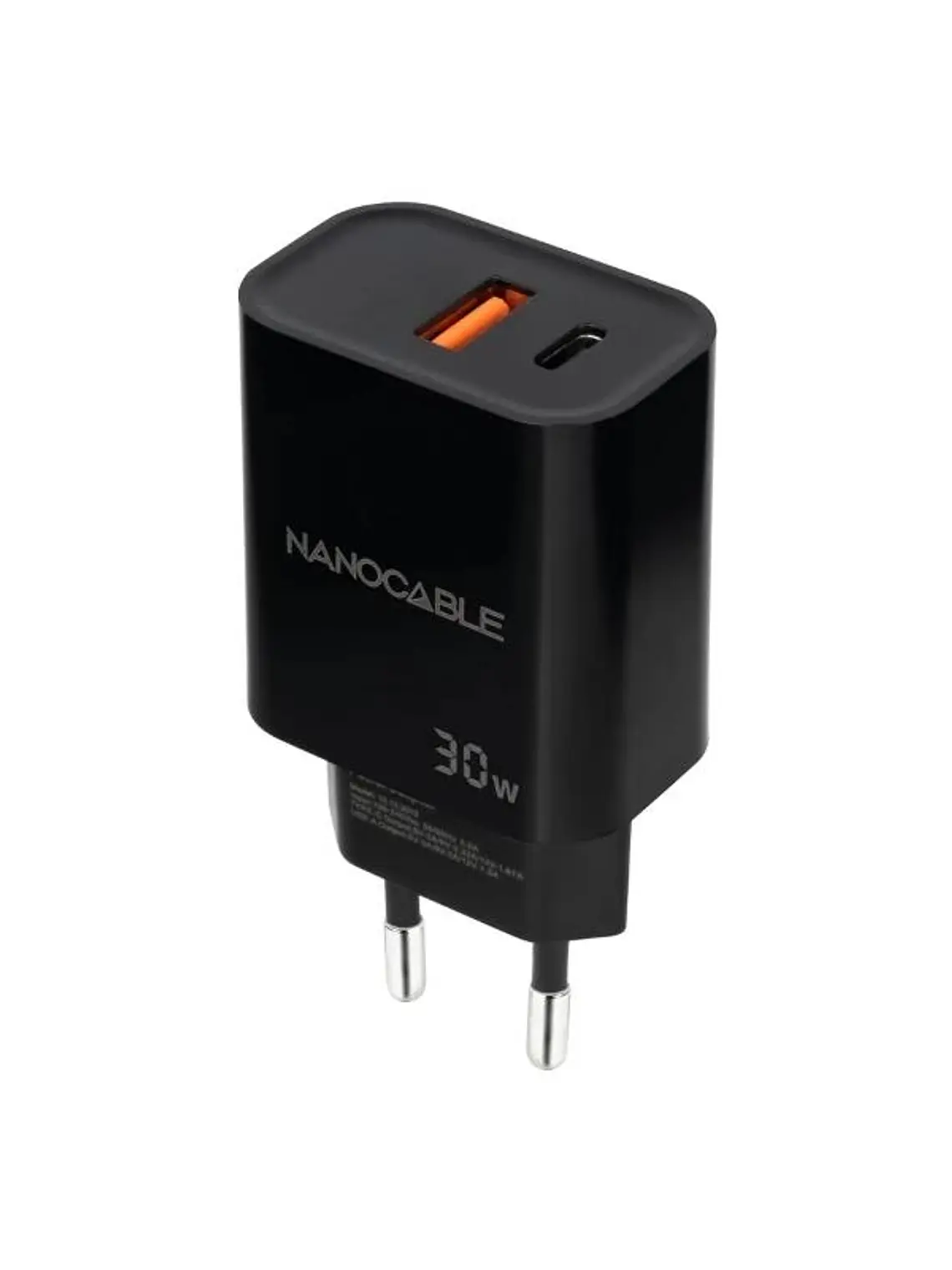 Nanocable Cargador USB-C/PD+USB-A/QC 30W Negro 1