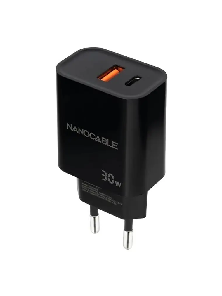 Nanocable Cargador USB-C/PD+USB-A/QC 30W Negro 1