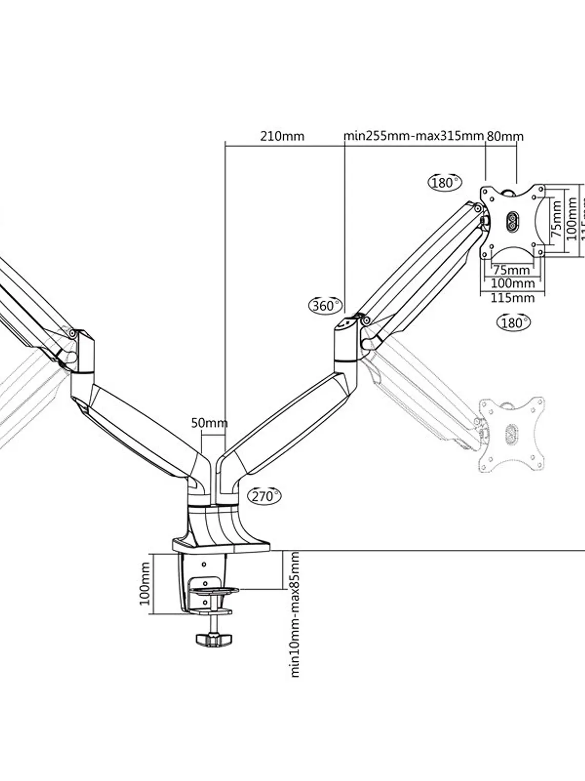 Tooq DB3132TNR-S Soporte Mesa incl/gir 2brz 13-32