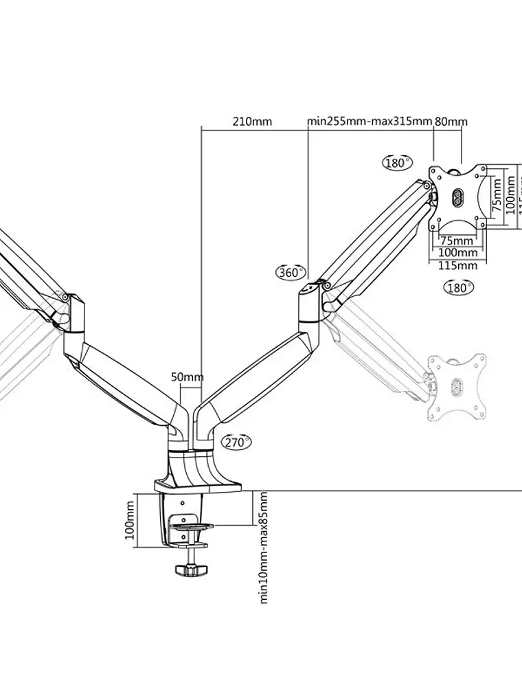 Tooq DB3132TNR-S Soporte Mesa incl/gir 2brz 13-32