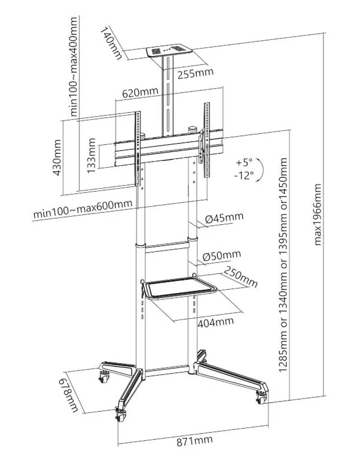 EWENT EW1539 Soporte suelo con ruedas tv 37