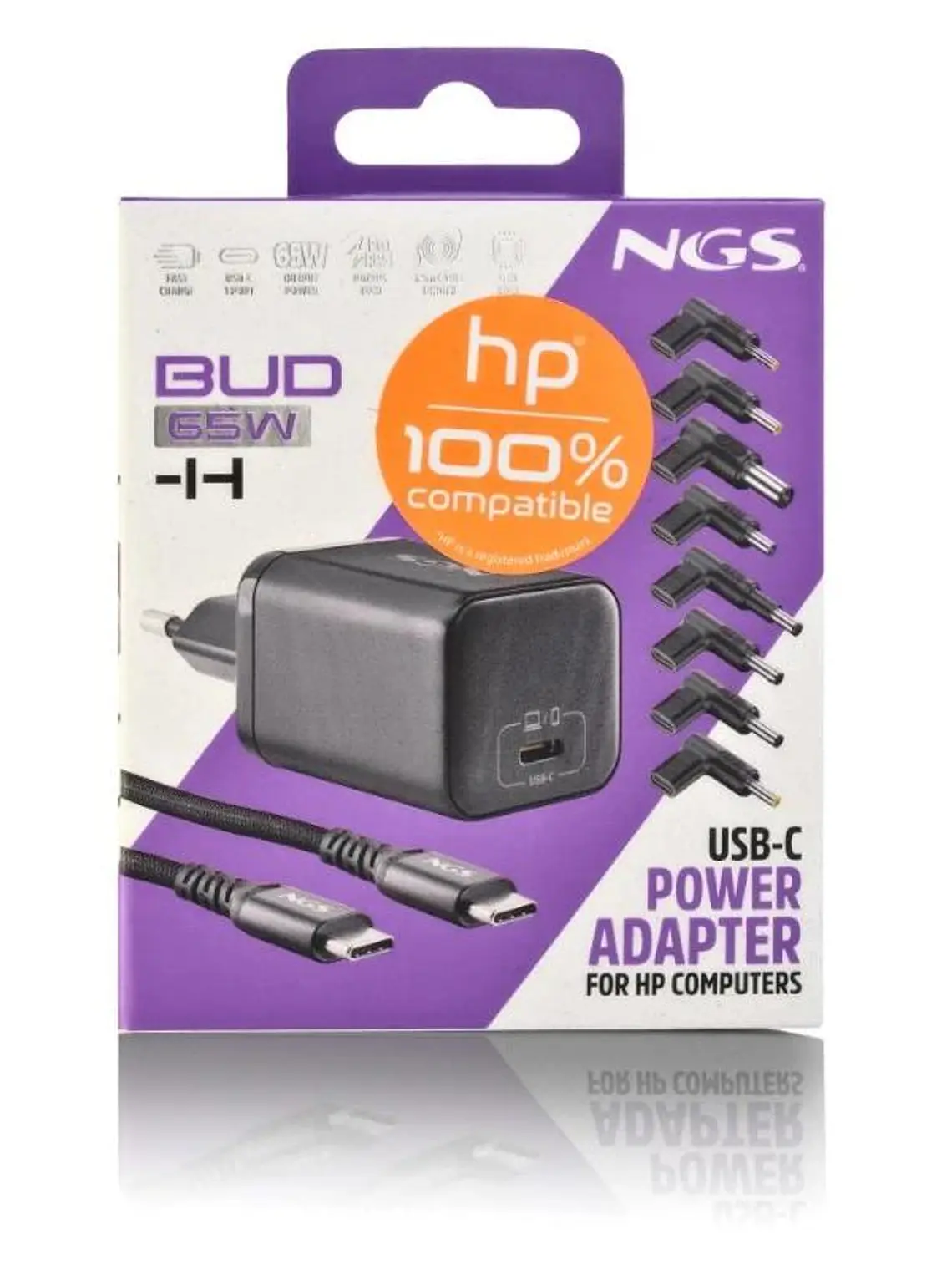 NGS PACK CARGA USBC 65W+CABL 1,5M+5 CLAVIJ HP 2