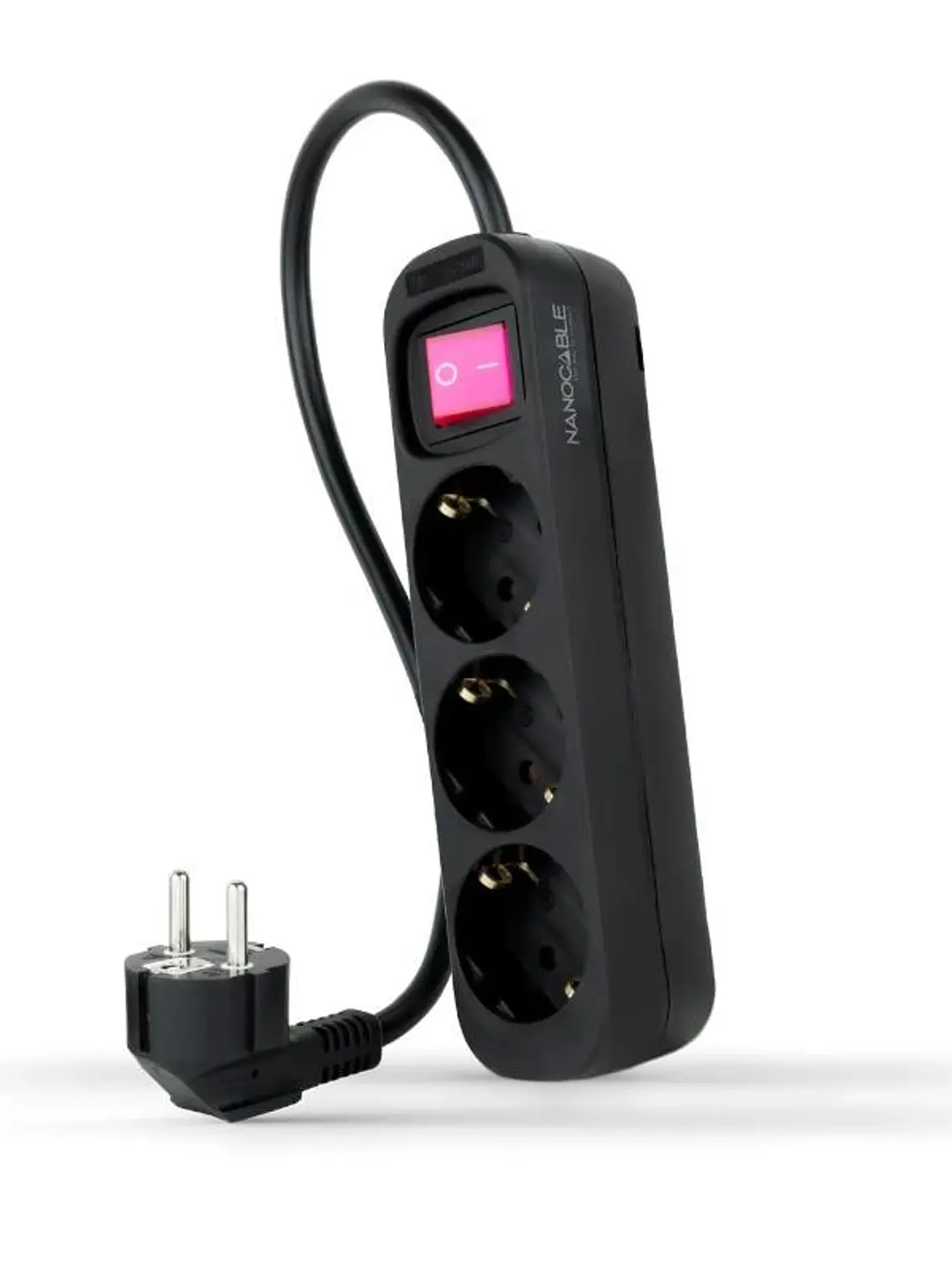 Nanocable Regleta 3 Tomas Interruptor Negro 1