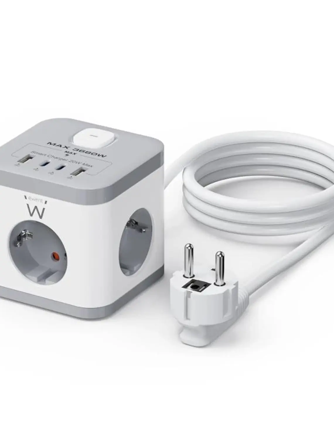 Ewent EW3863 Regleta 3 Tomas SHUCKO+2USB-A+2USB-C 2