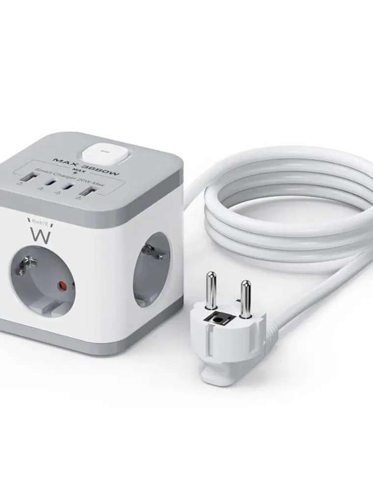 Ewent EW3863 Regleta 3 Tomas SHUCKO+2USB-A+2USB-C 2