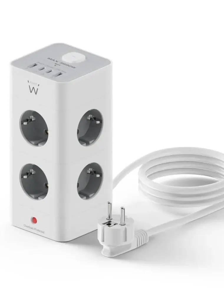 Ewent EW3864 Regleta 8 Tomas SHUCKO +2USB-A+2USB-C 1