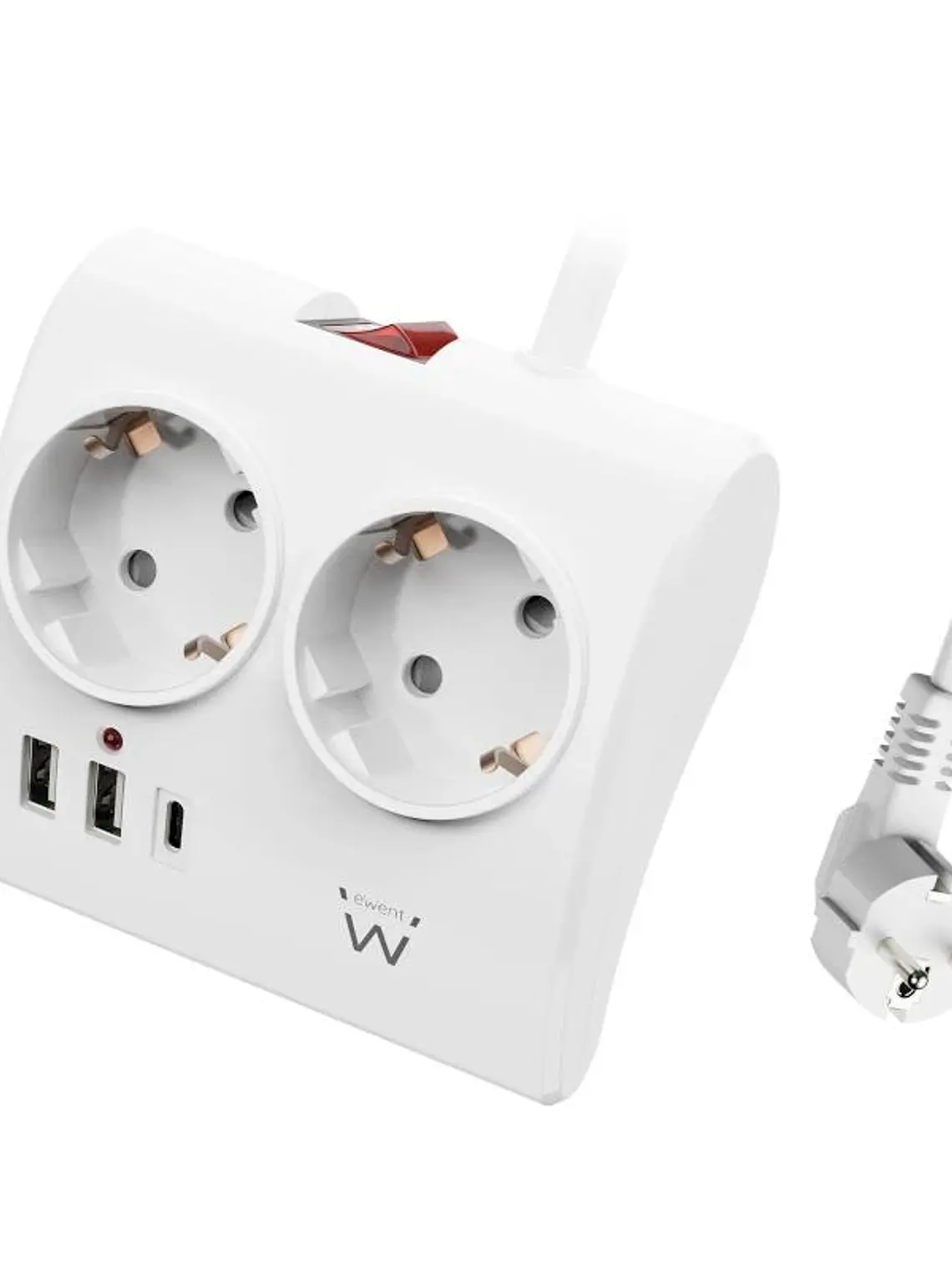 EWENT EW3870 Regleta 2  Shucko 2 Usb-A 1 Usb-C Bl. 2