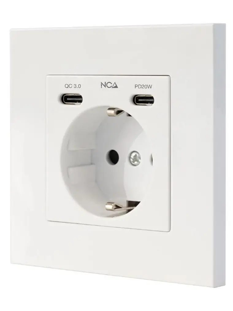 Nanocable Base Pared toma SCHUKO 2USB Max .2.4A 1