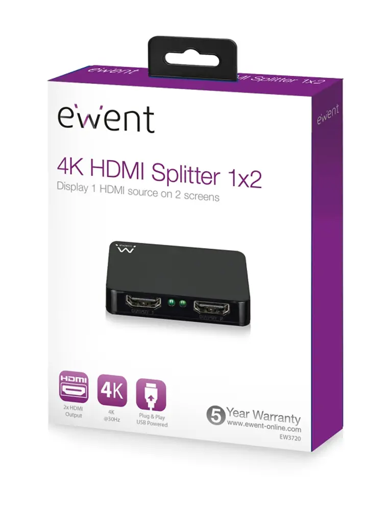 Ewent Divisor 4K HDMI 1x2 High Speed 2