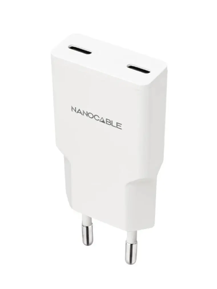 Nanocable Cargador 2xUSB-C/PD 30W  Blanco 1