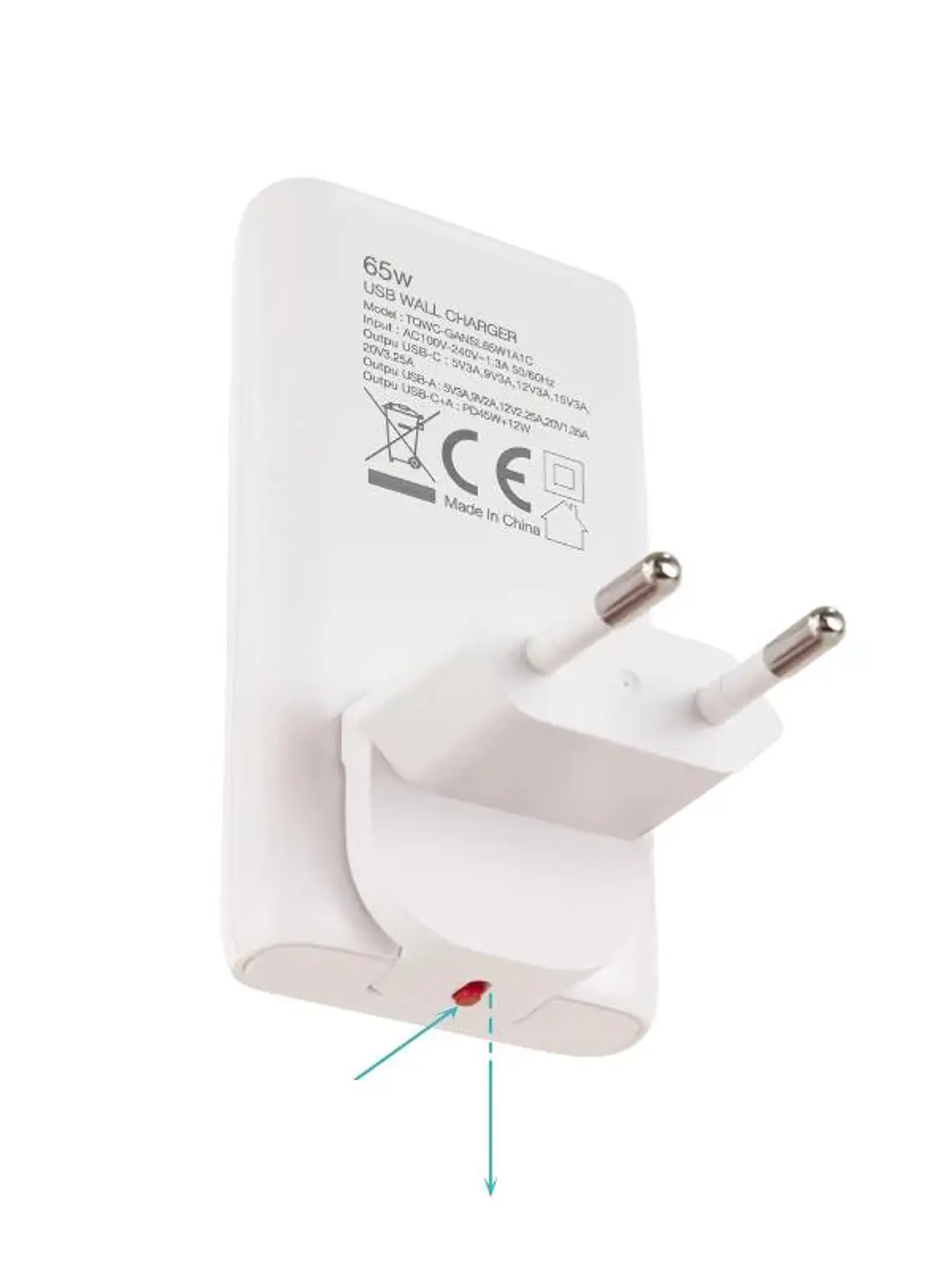 Tooq Cargador pared GAN USB-C/PD + USB-A/QC 65W 3