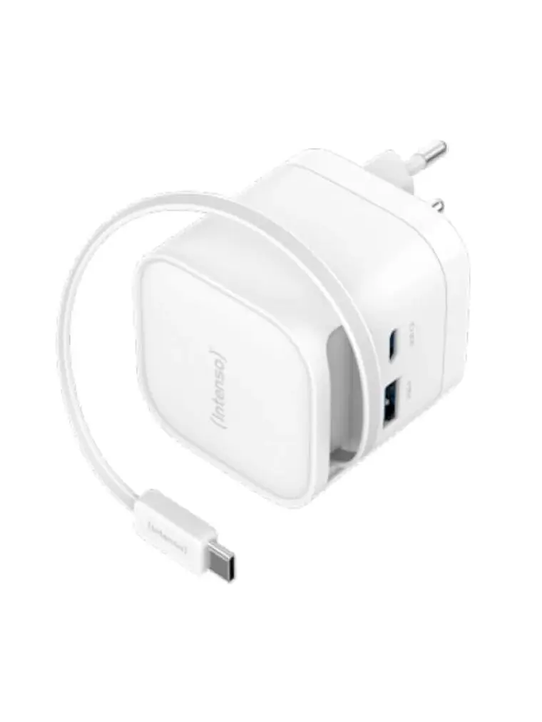 Intenso Cargador GaN W65ACIC retráctil Blanco 1