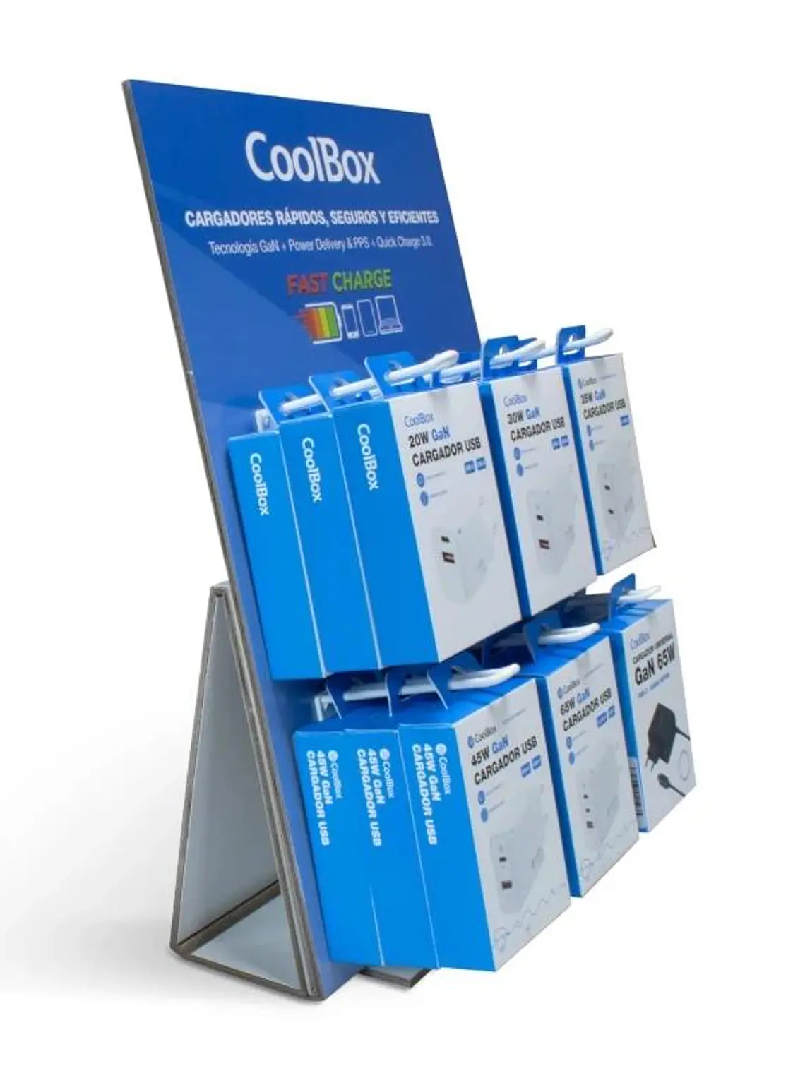 COOLBOX PACK 12 CARGADORES GAN2 + EXPOSITOR 3